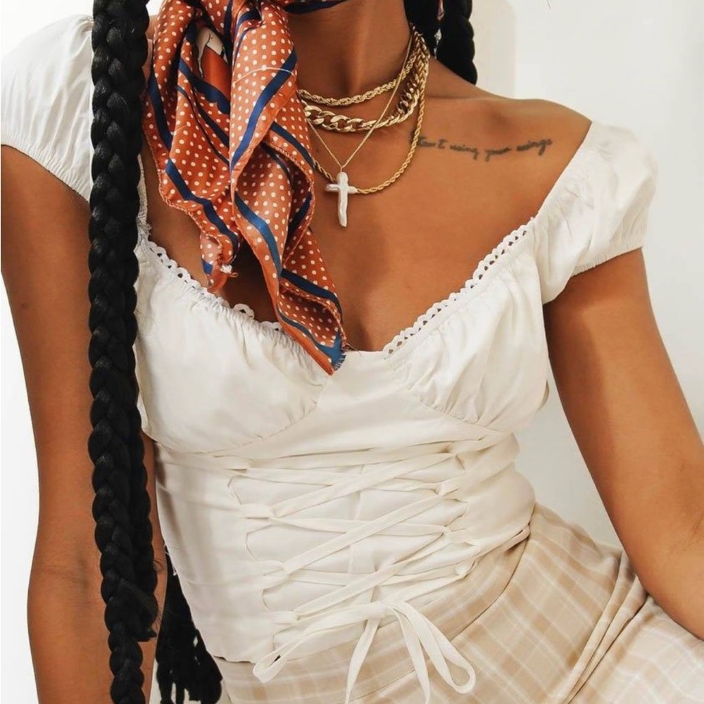NWT Vrg/Verge Girl White Lace Corset Top